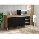 Ver imagem 4 de Balcão Gabinete para Pia 160cm 3 Portas Andréia Amendoa Preto sem Tampo - Ajl