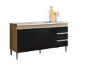 Ver imagem 1 de Balcão Gabinete para Pia 160cm 3 Portas Andréia Amendoa Preto sem Tampo - Ajl