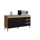 Ver imagem 3 de Balcão Gabinete para Pia 160cm 3 Portas Andréia Amendoa Preto sem Tampo - Ajl