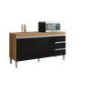 Balcão Gabinete para Pia 160cm 3 Portas Andréia Amendoa Preto sem Tampo - Ajl - 3