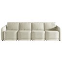 Ver imagem 4 de Sofá Cama Modulado Retrátil e Reclinável Decorativo Varsóvia 436cm Veludo Bege G33 - Gran Belo