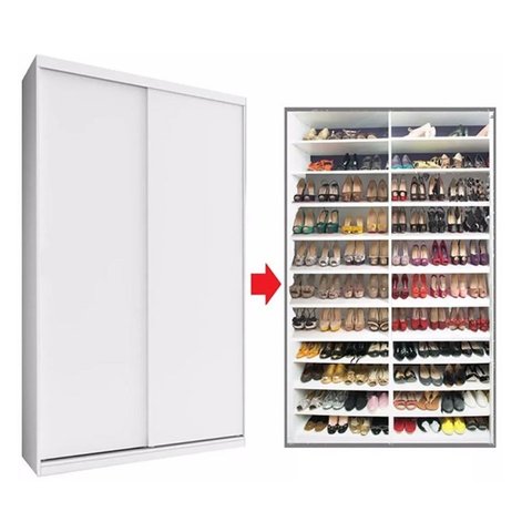 Sapateira 2 Portas de Correr sem Espelho com Luz Led Diamant