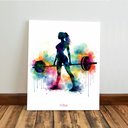Ver imagem 3 de Kit 3 Quadro Decorativo Academia Mulher Colorido Musculação Moderno 28x20cm