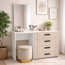 Ver imagem 1 de Cômoda Penteadeira 4 Gavetas Lisboa Bege/Creme/Branco