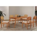 Ver imagem 1 de Sala Jantar Mesa Havana Tampo Curvo 180cm+6 Cadeiras Havana Naturale - Suede Creme - Rufato