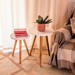 Conjunto de Mesinhas Canto e Apoio Pe Palito 35x40 35x50 Decorativa (branco) - 9