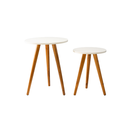 Conjunto de Mesinhas Canto e Apoio Pe Palito 35x40 35x50 Decorativa (branco) - 6
