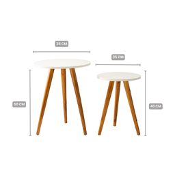 Conjunto de Mesinhas Canto e Apoio Pe Palito 35x40 35x50 Decorativa (branco) - 3