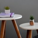 Ver imagem 6 de Conjunto de Mesinhas Canto e Apoio Pe Palito 35x40 35x50 Decorativa (branco)