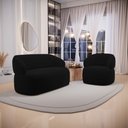 Ver imagem 2 de Kit Poltrona Giratória e Sofá Orgânico Living Glee 02 Lugares 140cm Veludo Preto - Desk Design