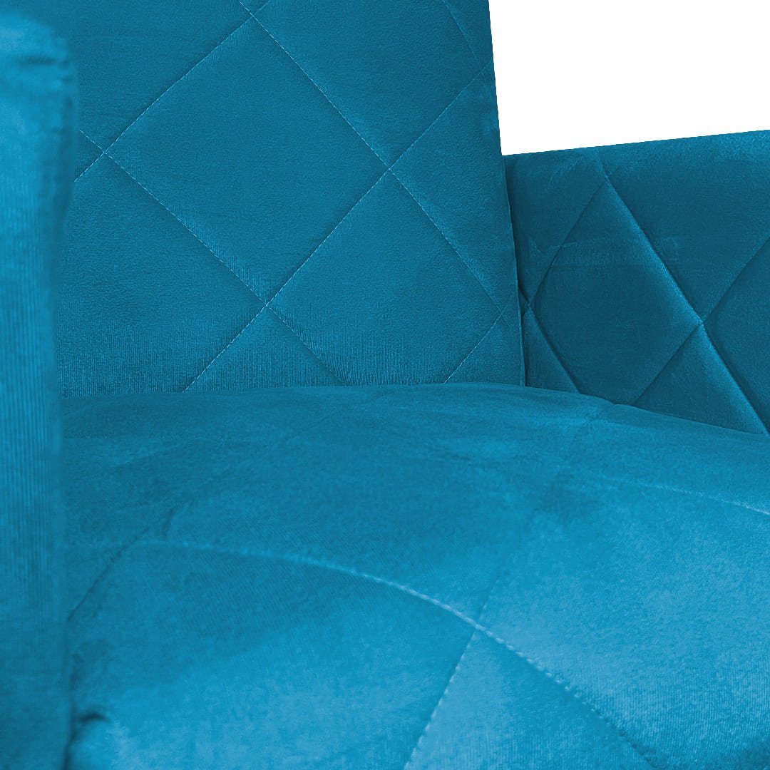 Kit 02 Poltronas Klara Base Ferro Preto Suede - Estopar Kit Klara Base Preta Suede Azul Turquesa - 6