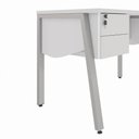 Ver imagem 5 de Mesa Escrivaninha 150cm x 60cm com Gaveteiro Suspenso e Tampo Chanfrado F5 Office Cor:Cinza