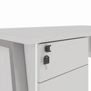 Ver imagem 6 de Mesa Escrivaninha 150cm x 60cm com Gaveteiro Suspenso e Tampo Chanfrado F5 Office Cor:Cinza