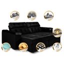 Ver imagem 7 de Sofá New Itália 2,52 Mts Retrátil e Reclinável Tecido Suede Preto- Cama Inbox