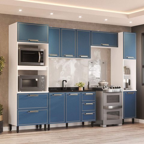 Armário de Cozinha Modulada 5 Peças 310cm sem Tampo 250080 Amara Politorno
