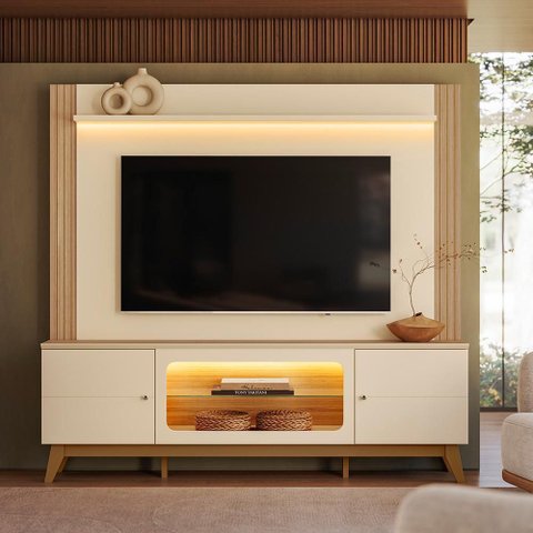 Estante Home Maceió Areia/Oasis para TV até 75” - Mobler