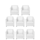 Ver imagem 1 de Kit 8 Poltronas Bia Decorativa Reforçada Recepção Clínica Salão Sala de Estar Courino:branco