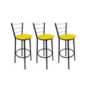 Ver imagem 1 de Kit 3 Banqueta Alta Preta Cozinha Gourmet Americana Balcão:amarelo