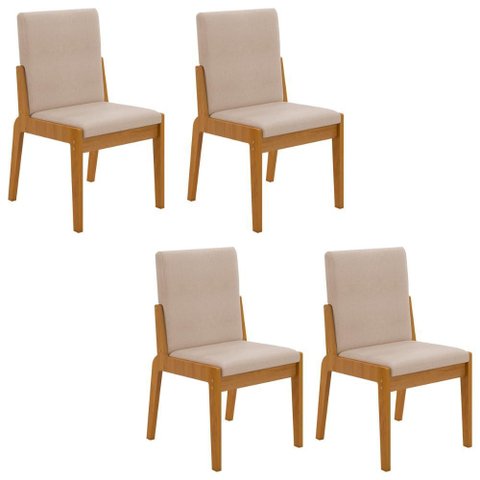 Conjunto de 4 Cadeiras Sinfonia com Estofado em Linho Naturale/creme