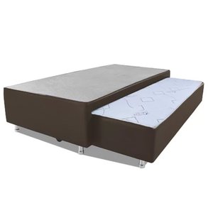 Cama Box Bicama Auxiliar Solteiro Corino Espuma 8cm 40x88x188 Marrom