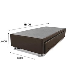 Cama Box Bicama Auxiliar Solteiro Corino Espuma 8cm 40x88x188 Marrom - 3