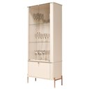 Ver imagem 3 de Cristaleira Lago da Aurora 2 Portas 2 Prateleiras MDF Off White Bronze Bechara Móveis