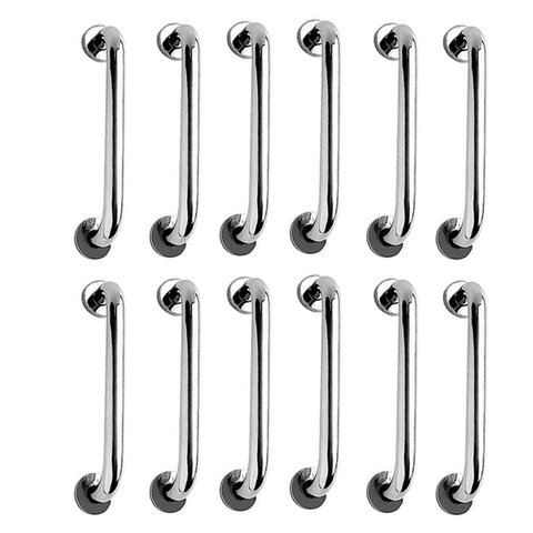 Alça de Apoio Inox 30cm Barra Kit 12 Unidades Idoso Acessibilidade Banheiro Box Segurança Cadeirante