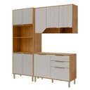 Ver imagem 1 de Armário de Cozinha Celeste com Torre Quente 190 Cm 9 Portas Cinamomo/off White