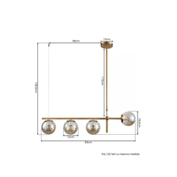 Lustre Pendente Dourado Vidro Bola Esfera Âmbar Retrô Moderno Cozinha Ilha Sala Quarto Inl86 - 3