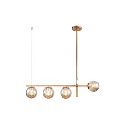Lustre Pendente Dourado Vidro Bola Esfera Âmbar Retrô Moderno Cozinha Ilha Sala Quarto Inl86 - 1