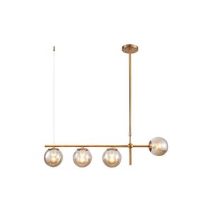 Lustre Pendente Dourado Vidro Bola Esfera Âmbar Retrô Moderno Cozinha Ilha Sala Quarto Inl86