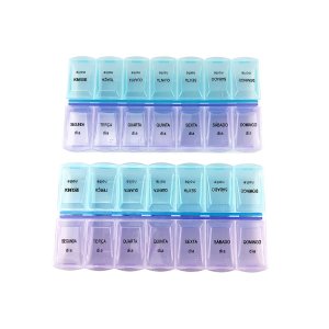 Kit 2 Caixa Porta Comprimidos Organizador de Remédios 7 Dias da Semana Manhã e Noite 2x Por Dia