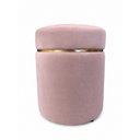 Ver imagem 3 de Puff com Cinta Superior Dourada, Nude Rose Veludo - Let Móveis
