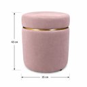 Ver imagem 2 de Puff com Cinta Superior Dourada, Nude Rose Veludo - Let Móveis