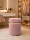 Ver imagem 1 de Puff com Cinta Superior Dourada, Nude Rose Veludo - Let Móveis