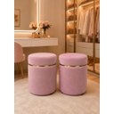 Ver imagem 4 de Puff com Cinta Superior Dourada, Nude Rose Veludo - Let Móveis