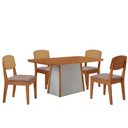 Ver imagem 2 de Mesa Jantar Diane 120cm Tampo MDF Lam 4 Cadeiras Copper Pre Moderna Linho Capuccino Naturale Off