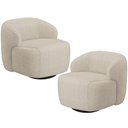 Ver imagem 1 de Kit 02 Poltronas Decorativa Orgânica Giratória Para Sala Living Barolo L06 Linho Bege Escuro - Lyam 