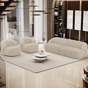 Ver imagem 2 de Kit 02 Poltronas Decorativa Orgânica Giratória Para Sala Living Barolo L06 Linho Bege Escuro - Lyam 