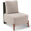 Ver imagem 1 de Poltrona Decorativa Sala Estar Living Pés Madeira Hungria L02 Couríssimo Verde Bouclê Creme - Lyam L