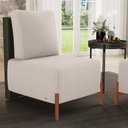 Ver imagem 2 de Poltrona Decorativa Sala Estar Living Pés Madeira Hungria L02 Couríssimo Verde Bouclê Creme - Lyam L