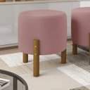 Ver imagem 3 de Kit 2 Puffs Decorativo Redondo Banqueta Sala Quarto Escritório Pés Madeira Zuppy - Rose Suede