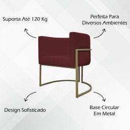 Poltrona Decorativa Recepção Luna Corino Base de Ferro Champagne - 3