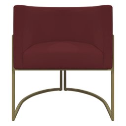 Poltrona Decorativa Recepção Luna Corino Base de Ferro Champagne - 5