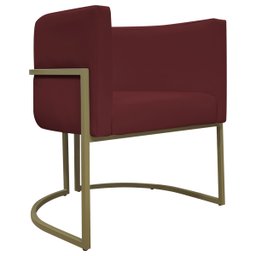 Poltrona Decorativa Recepção Luna Corino Base de Ferro Champagne - 1