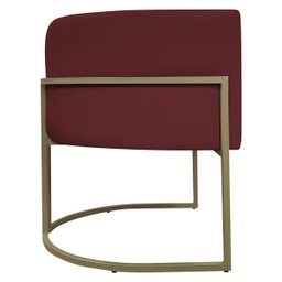 Poltrona Decorativa Recepção Luna Corino Base de Ferro Champagne - 6
