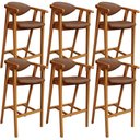 Ver imagem 1 de Kit 06 Banquetas Alta Cozinha Bancada Bar Sala de Jantar Fixa Cecília L02 Couríssimo Marrom - Lyam