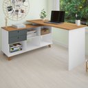 Ver imagem 1 de Mesa Escrivaninha Gold 2 Gavetas Freijo/gradfito/branco - Artany