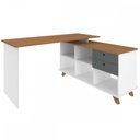 Ver imagem 2 de Mesa Escrivaninha Gold 2 Gavetas Freijo/gradfito/branco - Artany