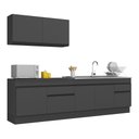 Ver imagem 1 de Armário de Cozinha Compacta 270cm com Rodapé Veneza Multimóveis V2111 Preto